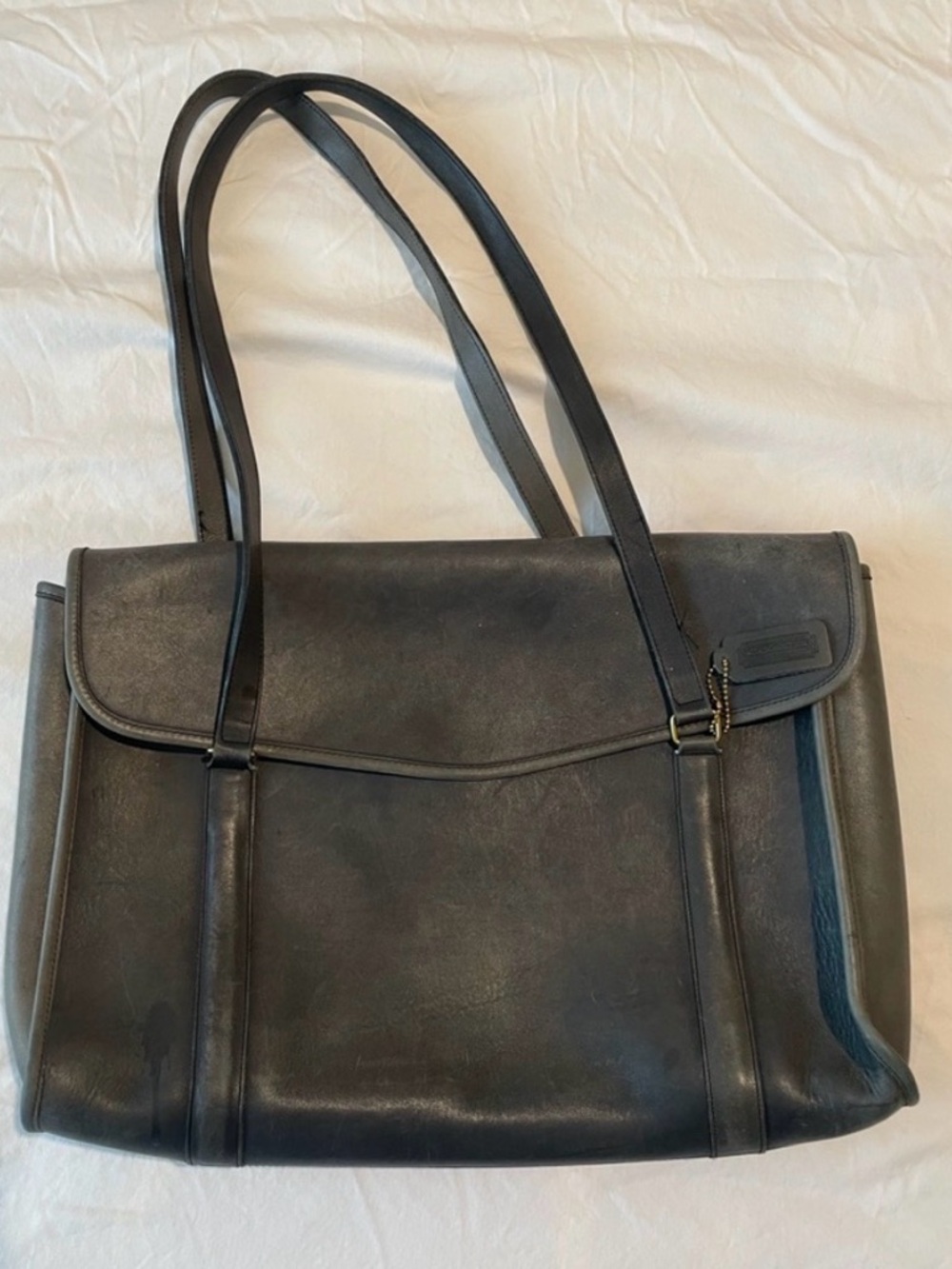 Grey Leather  Coach Satchel